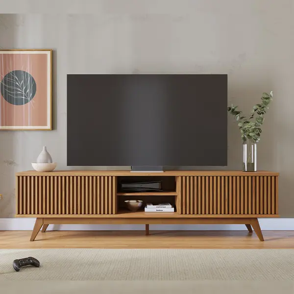 RACK PARA SALA TV 75" 218CM ARACAJU C04 FREIJÓ LYAM DECOR